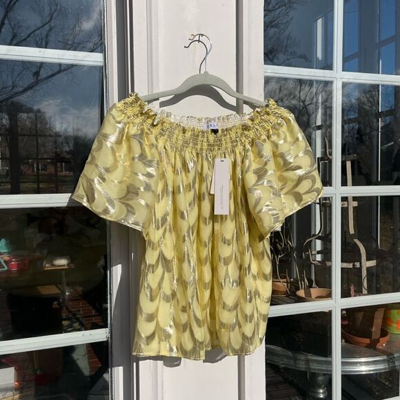 Anthropologie Delfi Collective Silk Metallic Blouse NWT - Picture 6 of 11